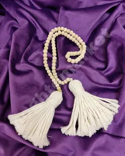 جمع کننده پرده مکرومه مدل مهره ای کد 3 رنگ سفید