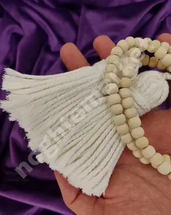 جمع کننده پرده مکرومه مدل مهره ای کد 3 رنگ سفید