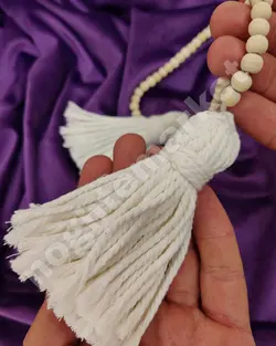 جمع کننده پرده مکرومه مدل مهره ای کد 3 رنگ سفید