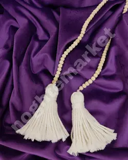 جمع کننده پرده مکرومه مدل مهره ای کد 3 رنگ سفید