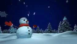 دانلود فوتیج بک گراند آدم برفی و بارش برف