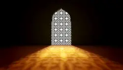 فوتیج بک گراند تابش نور به داخل مسجد