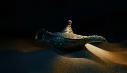 فوتیج چراغ جادو لابلای شن