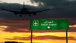 موشن گرافیک فرود سیلوئت هواپیما در تهران، ایران