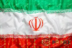 عکس استوک مفهوم حفاظت از داده ها، کد باینری با پرچم ایران