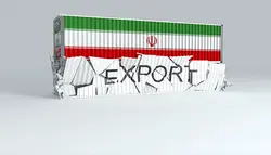 فوتیج کانتینر با پرچم ایران روی کانتینری با برچسب EXPORT می افتد