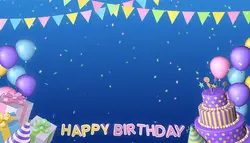 فوتیج پس زمینه تولدت مبارک، انیمیشن سه بعدی با عنوان، کیک، بادکنک، کادو، ریسه