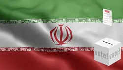 فوتیج انتخابات بک گراند پرچم ایران و صندوق رای