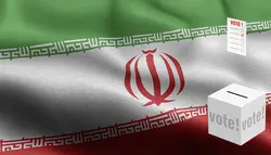فوتیج برگه رای انتخابات بک گراند پرچم ایران و صندوق رای