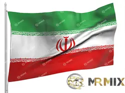 عکس استوک پرچم برافراشته ایران با پس زمینه سفید