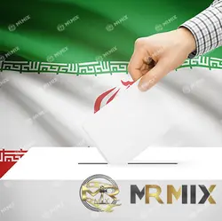 عکس استوک صندوق رای با پرچم ایران در پس زمینه