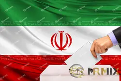 عکس رای دهنده و صندوق با پس زمینه پرچم ایران انتخابات