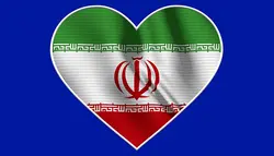 فوتیج پرچم ایران به شکل قلب و پس زمیه آبی