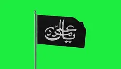 دانلود فوتیج پرده سبز کروماکی پرچم یا علی مدد فونت سفید