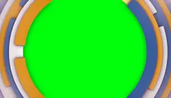 دانلود فوتیج پرده سبز کروماکی : دایره های متحرک سه بعدی آبی زرد