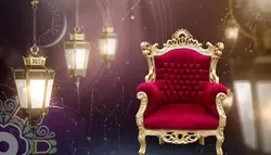 دانلود فوتیج بک گراند مذهبی : صندلی قرمز و فانوس