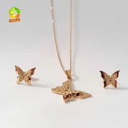 نیم ست پروانه ای طلایی استیل زنانه