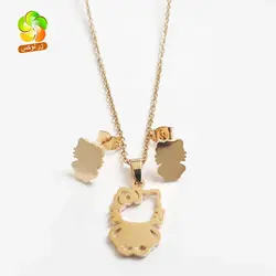نیم ست بچه گانه گربه استیل طلایی