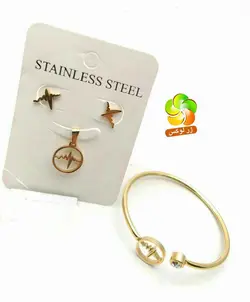 خرید اینترنتی سرویس بدلیجات استیل طلایی دخترانه