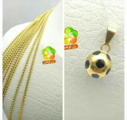 گردنبند توپ فوتبال استیل طلایی