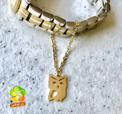 آویز ساعت جغد استیل طلایی