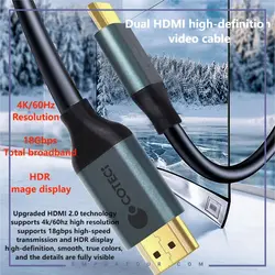 کابل HDMI 4K کوتسی 3 متر Coteci Hdmi 2.0 Dual Port 87103