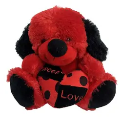 عروسک پولیشی سگ قرمز قلب به دست 27 سانتی خارجی