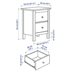 پاتختی دو کشو ایکیا مدل HEMNES