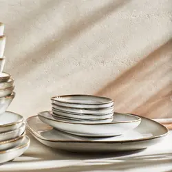 بشقاب سرامیکی گرد طرح سنگ ایکیا مدل GLADELIG بسته 1 عددی