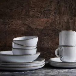 بشقاب سرامیکی گرد طرح سنگ ایکیا مدل GLADELIG بسته 1 عددی