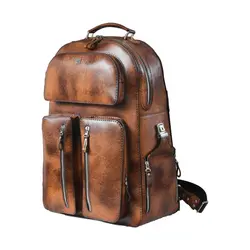 کوله مسافرتی چرم طبیعی دست دوز مدل مارکو - خانه چرم نیاوران