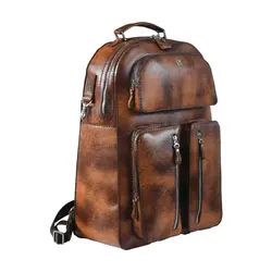 کوله مسافرتی چرم طبیعی دست دوز مدل مارکو - خانه چرم نیاوران