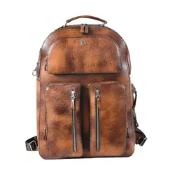 کوله مسافرتی چرم طبیعی دست دوز مدل مارکو - خانه چرم نیاوران
