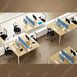 میز کار گروهی 2 نفره ال MDF - دکومهر