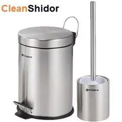 سطل زباله پدالی 3 لیتری و برس دستشویی Brasiana