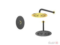 متعلقات شیر حمام توکار شودر مدل روگن تیپ 1 BRASS مشکی طلایی