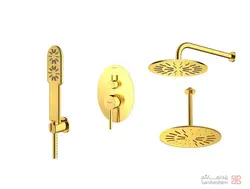 متعلقات شیر حمام توکار شودر مدل روگن تیپ 3 BRASS طلایی