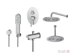 متعلقات شیر حمام توکار شودر مدل روگن تیپ 4 BRASS کروم مات