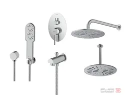متعلقات شیر حمام توکار شودر مدل روگن تیپ 4 BRASS کروم