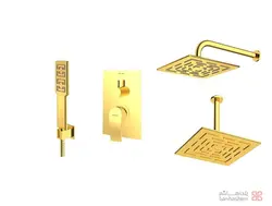 متعلقات شیر حمام توکار شودر مدل رومر پلاس تیپ 3 BRASS طلایی
