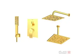 متعلقات شیر حمام توکار شودر مدل رومر پلاس تیپ 3 BRASS طلایی مات