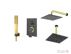 متعلقات شیر حمام توکار شودر مدل رومر پلاس تیپ 3 BRASS مشکی طلایی