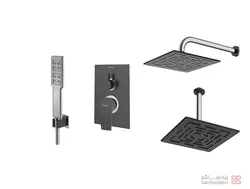 متعلقات شیر حمام توکار شودر مدل رومر پلاس تیپ 3 BRASS مشکی کروم
