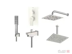 متعلقات شیر حمام توکار شودر مدل رومر پلاس تیپ 4 BRASS شیری کروم
