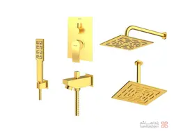 متعلقات شیر حمام توکار شودر مدل رومر پلاس تیپ 4 BRASS طلایی مات