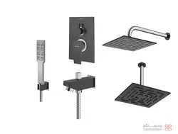 متعلقات شیر حمام توکار شودر مدل رومر پلاس تیپ 4 BRASS مشکی کروم
