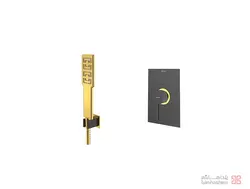 متعلقات شیر حمام توکار شودر مدل رومر تیپ 2 BRASS مشکی طلایی