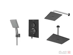 متعلقات شیر حمام توکار شودر مدل رومر تیپ 3 ABS مشکی کروم