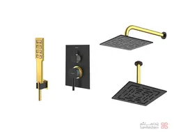 متعلقات شیر حمام توکار شودر مدل رومر تیپ 3 BRASS مشکی طلایی
