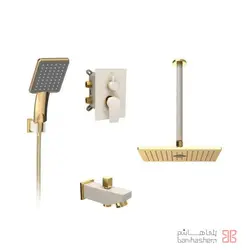 متعلقات شیر حمام توکار شودر مدل رومر تیپ 4 ABS شیری طلایی